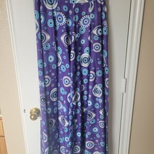 Elegant Blue and Purple Patterned Women's Pantsuit